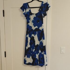 Banana Republic Blue and White Ruffled Tiered Midi Dress